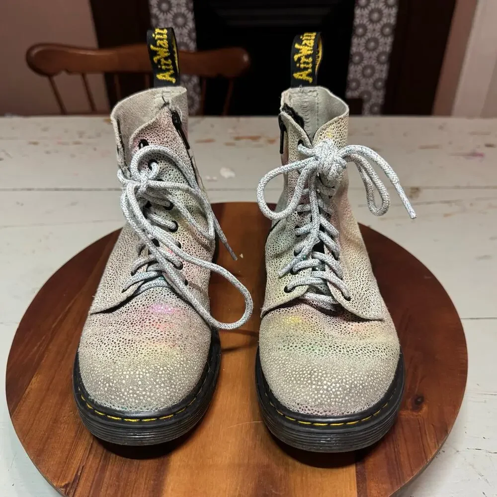 Dr. Martens 1460 Pascal Youth Size 2 Glitter Rainbow Boots